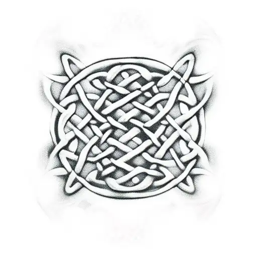 A hauntingly beautiful celtic knotwork design incorporating elements of horror, like a ghostly hand holding a cocktail glass. tattoo design idea