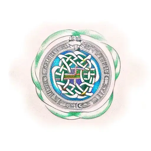 A Celtic symbol of protection entwined with a realistic depiction of a cocktail shaker. tattoo design idea