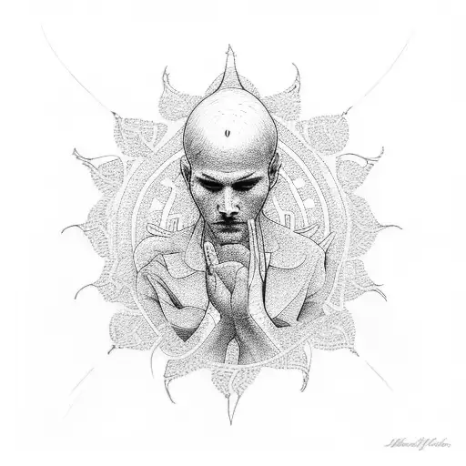 wheat and praying hands tattoo design idea