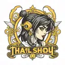 design for Logo for a lashing company called "ThatLashGhoul", containing a pretty, emo girl with huge pretty eyelashes tattoo design idea