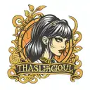 design for Logo for a lashing company called "ThatLashGhoul", containing a pretty, emo girl with huge pretty eyelashes tattoo design idea