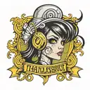 design for Logo for a lashing company called "ThatLashGhoul", containing a pretty, emo girl with huge pretty eyelashes tattoo design idea