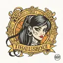 design for Logo for a lashing company called "ThatLashGhoul", containing a pretty, emo girl with huge pretty eyelashes tattoo design idea