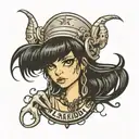 design for Logo for a lashing company called "That Lash Ghoul", containing a pretty, emo girl with huge pretty eyelashes tattoo design idea