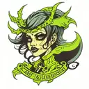 design for Logo for a lashing company called "That Lash Ghoul", containing a pretty, emo girl with huge pretty eyelashes tattoo design idea
