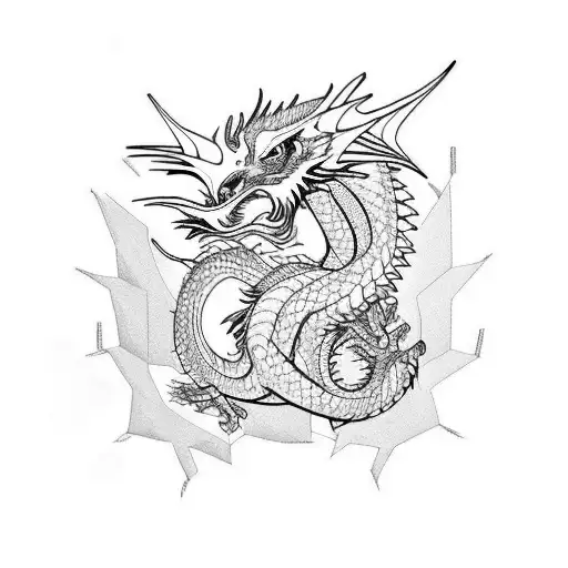 dragon rose pigeon  tattoo design idea