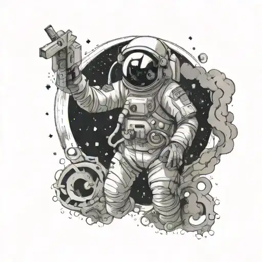 astronaut seeing seraphim  tattoo design idea