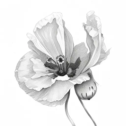 2 poppies and one daffodil flower bouquet  tattoo design idea