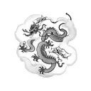 fine line cherry blossom vine with tiny dragons circling around it tattoo design idea