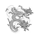 fine line cherry blossom vine with tiny dragons circling around it tattoo design idea