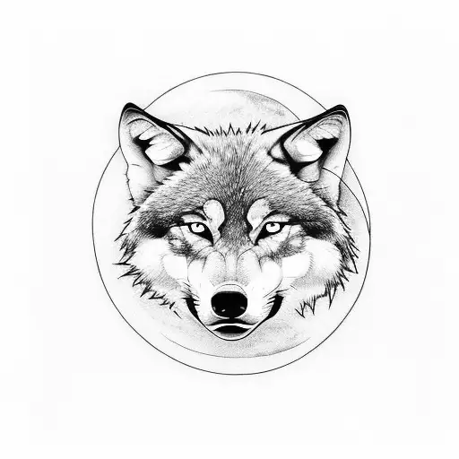 wolf baying at the moon, chest and shoulder placement tattoo design idea