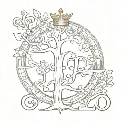 J and O initials Saints Stick Man and Wigan Athletic Tree and Crown  tattoo design idea