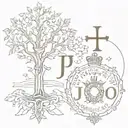 J and O initials Saints Stick Man and Wigan Athletic Tree and Crown  tattoo design idea