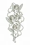 four cherub playing in the cloud background tattoo design idea