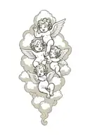four cherub playing in the cloud background tattoo design idea