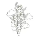 four cherub playing in the cloud background tattoo design idea