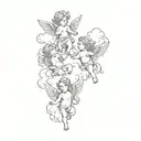 four cherub playing in the cloud background tattoo design idea