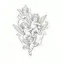 four cherub playing in the cloud background tattoo design idea