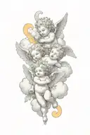 four cherub playing in the cloud background tattoo design idea