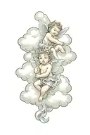 four cherub playing in the cloud background tattoo design idea