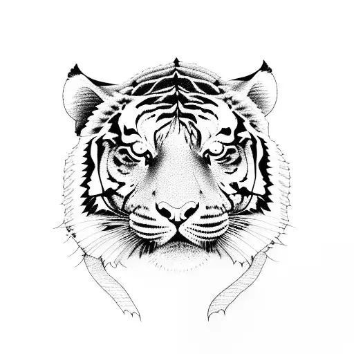 tiger with rose and load durga tattoo design idea