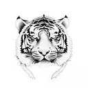 tiger with rose and load durga tattoo design idea
