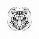 tiger with rose and load durga tattoo design idea