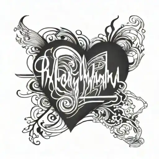 heartbeat with the name Randy tattoo design idea
