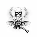 intense and haunting skeletal robed grim reaper with scythe sword and hourglass  tattoo design idea