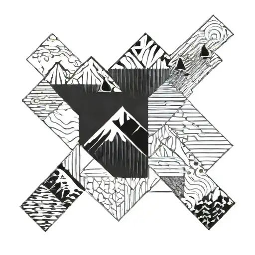 Abstract geometric design inspired by the slopes of Val D’isere tattoo design idea
