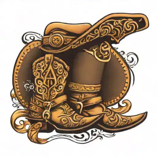 cowboy hat and boots with A.G.I. initials  tattoo design idea