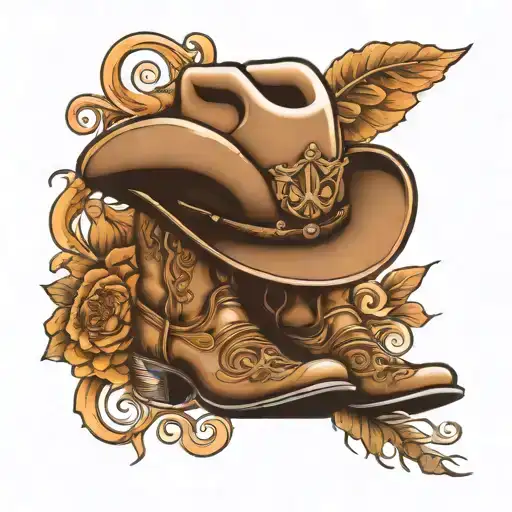 cowboy hat and boots with A.G.I. initials incorporated tattoo design idea