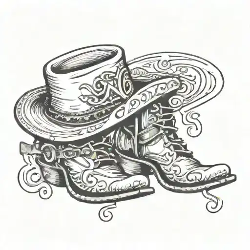cowboy hat and boots with A.G.I. initials incorporated tattoo design idea