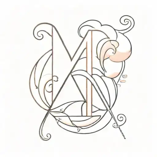 Cotton candy linked with the letter A tattoo design idea