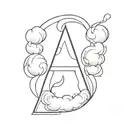 Cotton candy linked with the letter A tattoo design idea