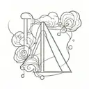 Cotton candy linked with the letter A tattoo design idea