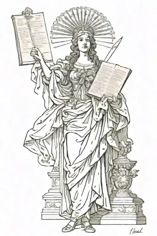 The goddess Columbia holding the Declaration of Independence tattoo design idea