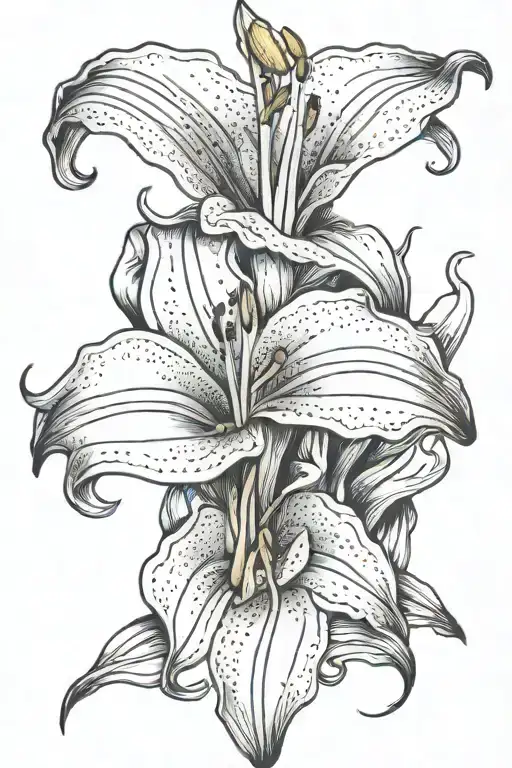 stargazer lily with a blue topaz gem inside tattoo design idea