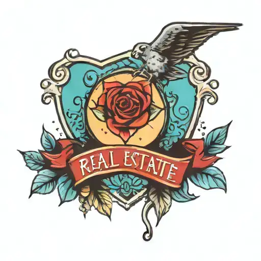 Create a tattoo on a woman's arm that says "I Love Selling Real Estate!" tattoo design idea
