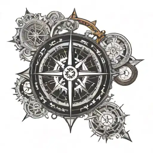 wsd, jsd, and csd in a compass with just one SD but the w, j, and c around somehow tattoo design idea
