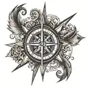 wsd, jsd, and csd in a compass with just one SD but the w, j, and c around somehow tattoo design idea