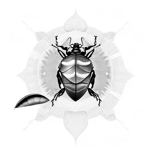 Tattoo, sketch, high quality, scarab beetle, sun over beetle, proportional tattoo design idea