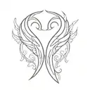 Cursive M with angel wings on the back tattoo design idea