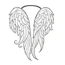 Cursive M with angel wings on the back tattoo design idea