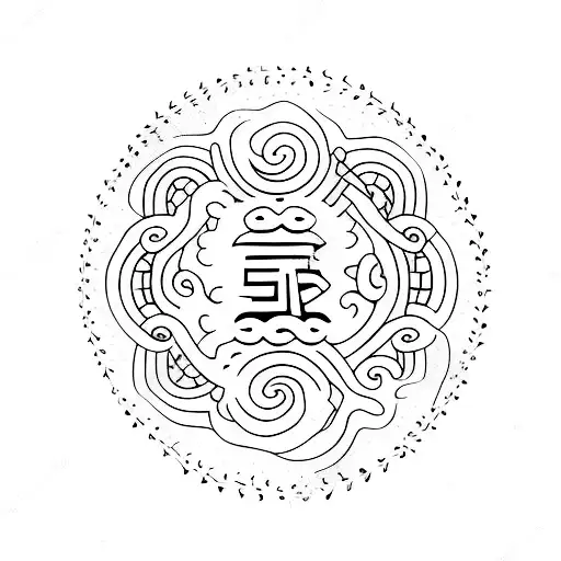 Zen garden with a stoic quote tattoo design idea