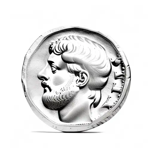 marcus aurelius roman coin side profile latin around edge tattoo design idea