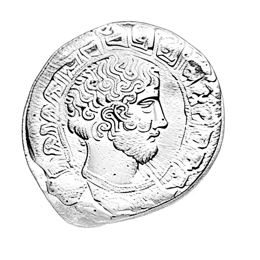 an ancient roman coin tattoo design idea