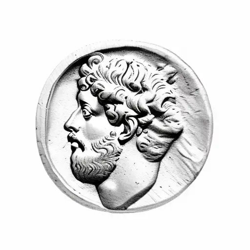 marcus aurelius roman coin side profile tattoo design idea