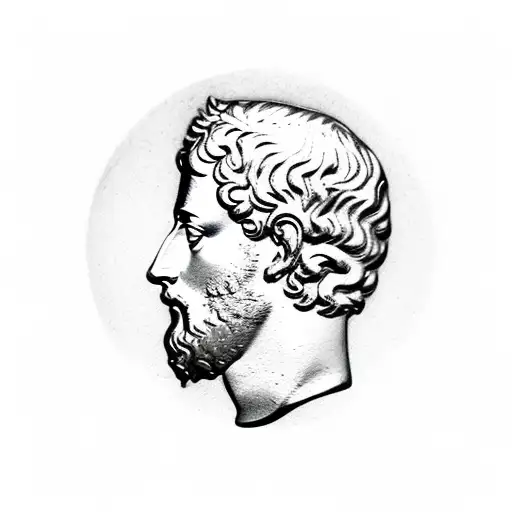 marcus aurelius roman coin side profile tattoo design idea