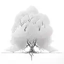 A tree with roots spreading out and the word 'Mindfulness' incorporated tattoo design idea